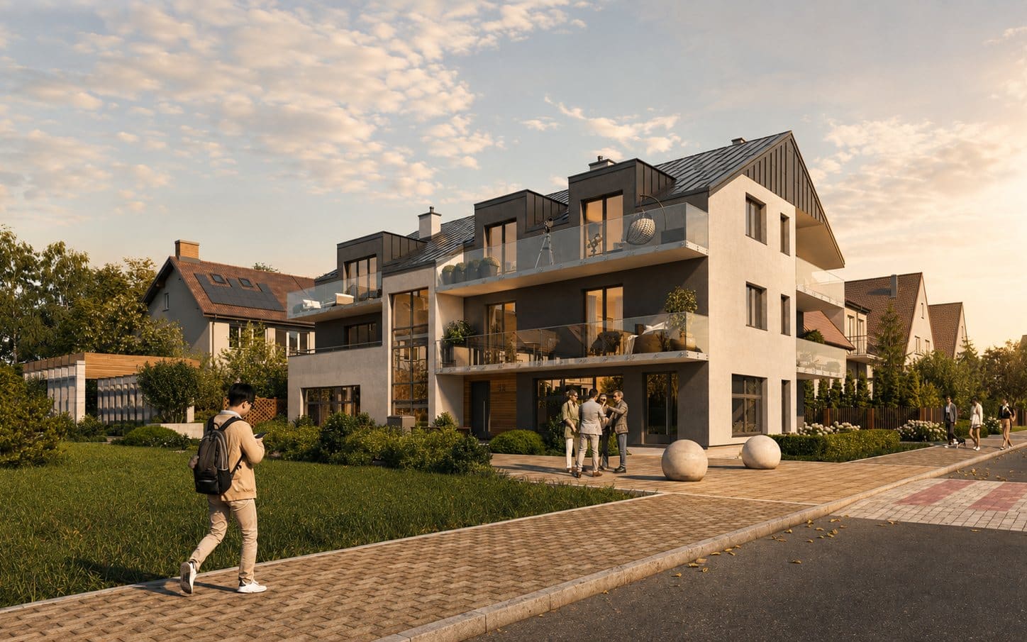 Apartamenty Piastowska 12 w Pruszczu Gdańskim - widok budynku z lotu ptaka