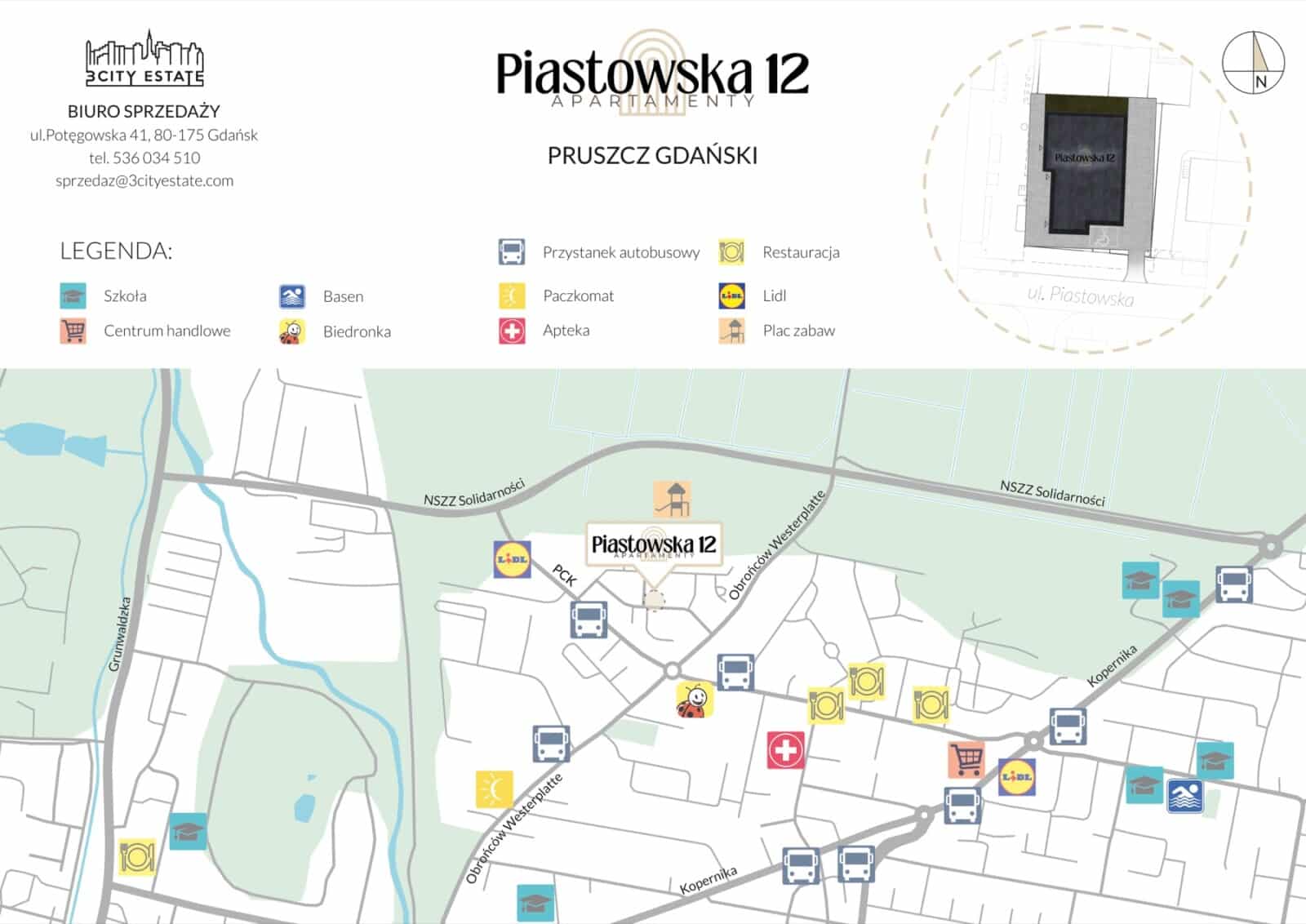 Mapa okolicy inwestycji Apartamenty Piastowska 12