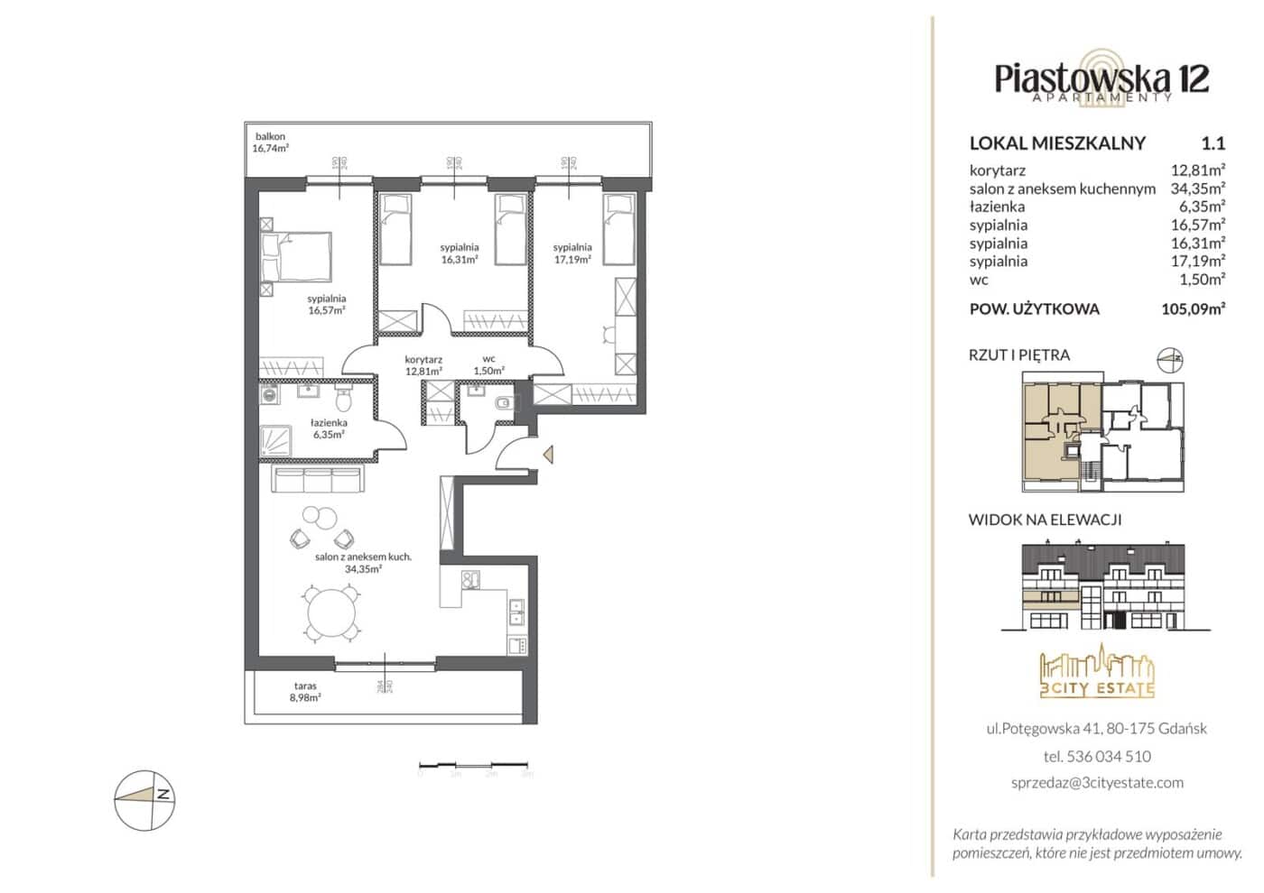Rzut lokalu 1.1 - Apartamenty Piastowska 12