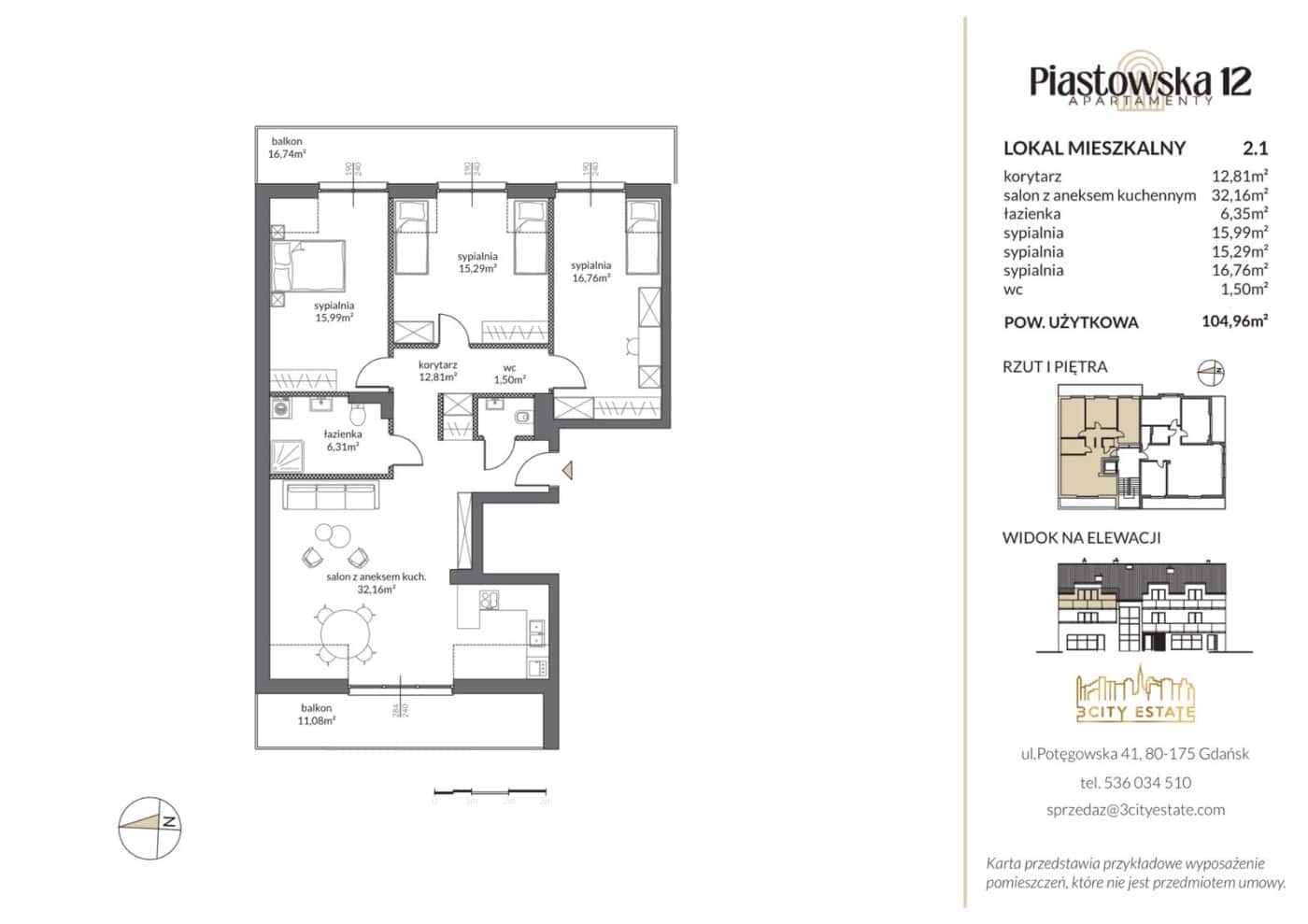 Rzut lokalu 2.1 - Apartamenty Piastowska 12