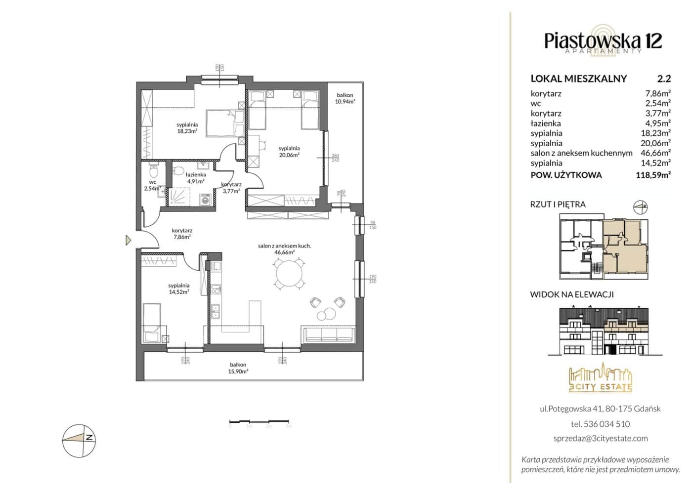 Rzut lokalu 2.2 - Apartamenty Piastowska 12