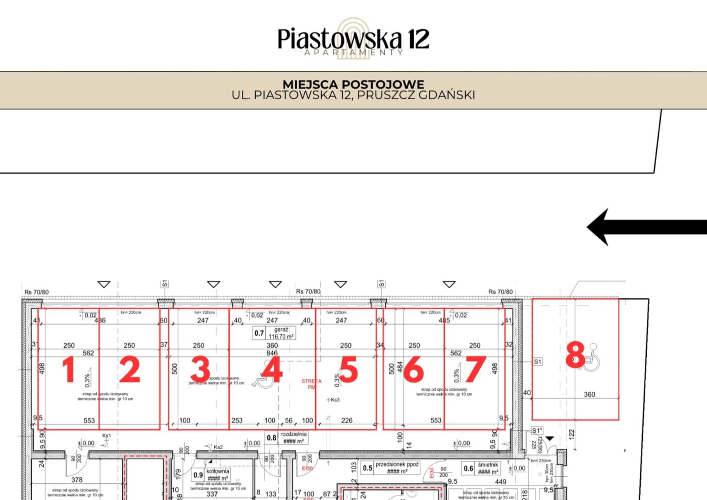 Apartamenty Piastowska 12 - rzut i plan zagospodarowania 2